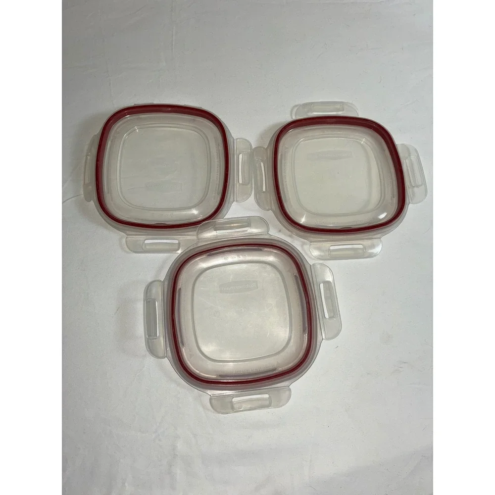 Rubbermaid Easy Find Lids 3 Cup 710mL Containers Red Lids Lot of 3